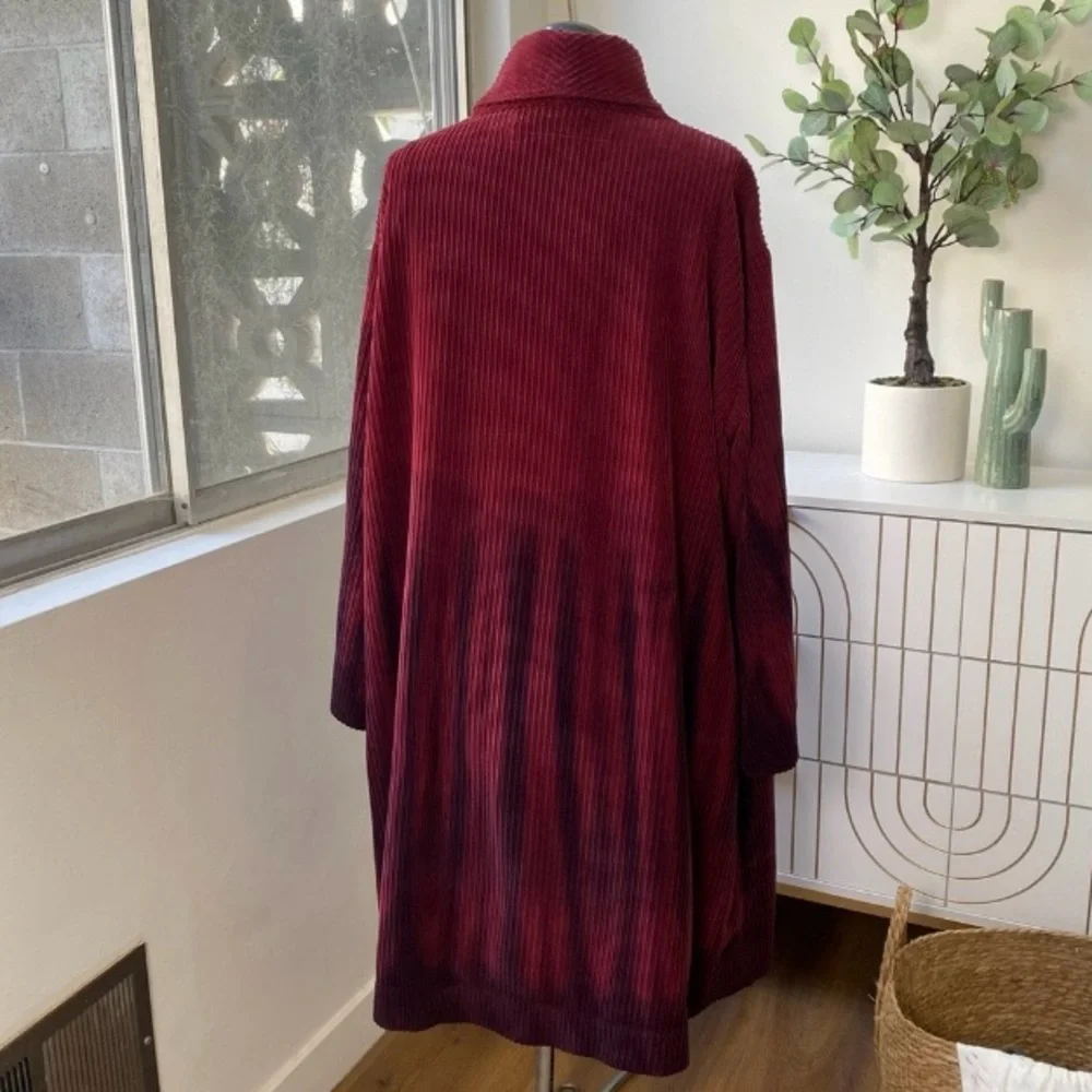 Raquel Allegra Rancho Ombre Wide-Wale Corduroy Swing Coat S Burgundy NWT - Picture 2 of 10